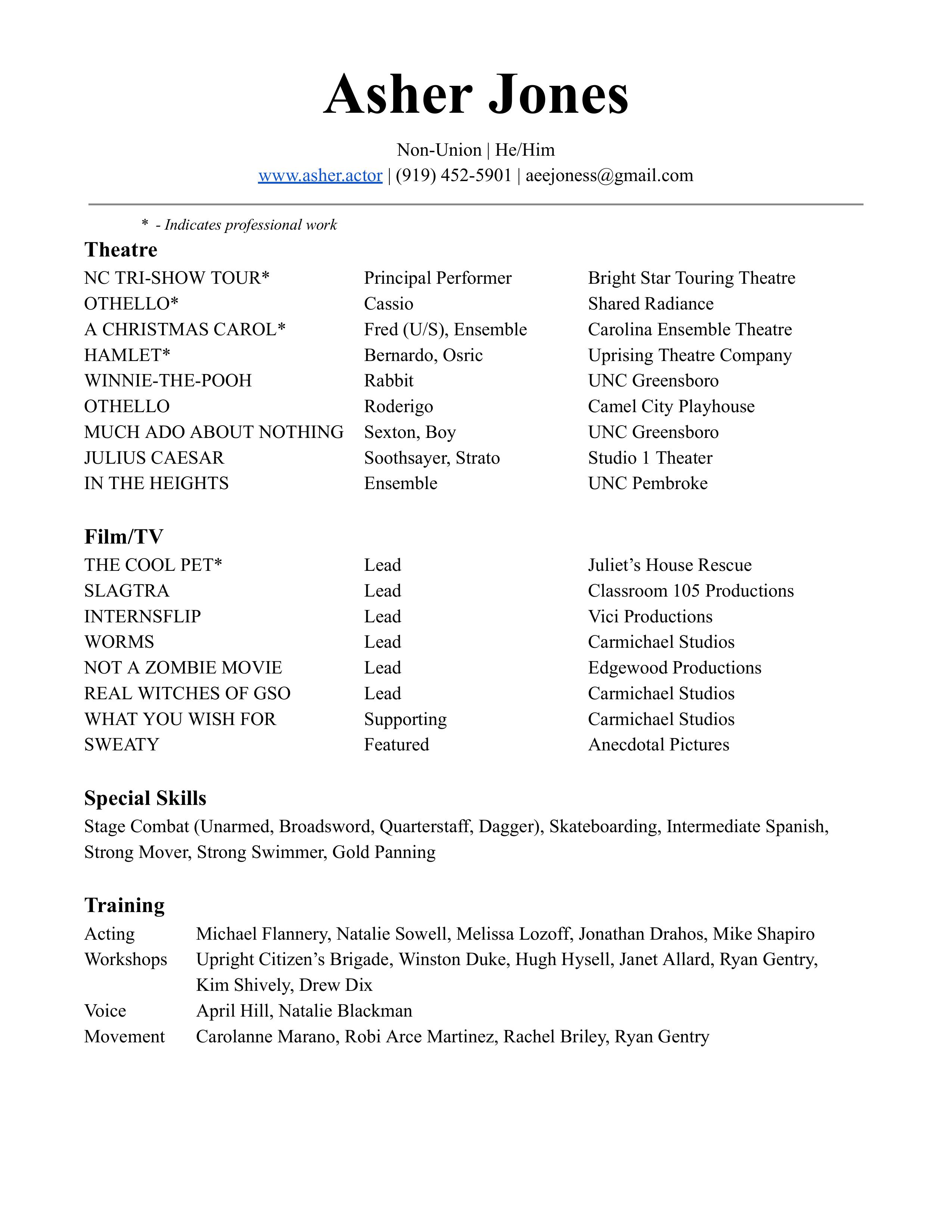 Asher Jones' Resume